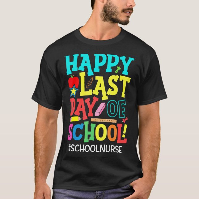 Camiseta Feliz Dia Passado De Enfermeira Na Escola No Verão (Frente)