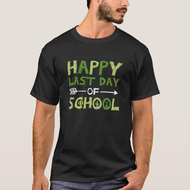 Camiseta Feliz Dia Passado De Estudantes De Cactus Na Escol (Frente)