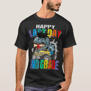 Camiseta Feliz Dia Passado Do Dinossauro De Caminhão Monstr