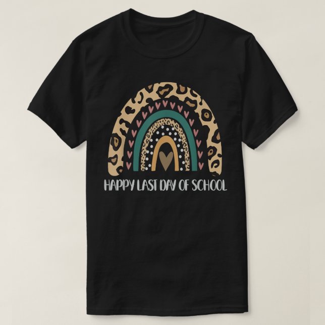 Camiseta Feliz Dia Passado do Professor Leopard Rainbow G (Frente do Design)