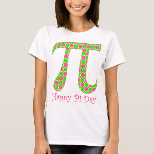 Camiseta Feliz Dia Pi, Retro Rosa e Verde