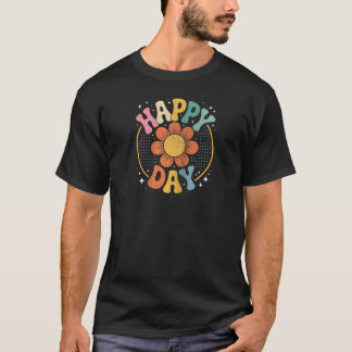 Camiseta Feliz Dia Vintage Vibrações de Girassol Retrô Esti