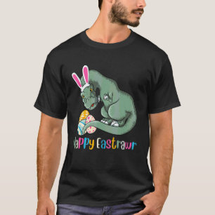 Camiseta Feliz Dinossauro de Páscoa Engraçada Bu