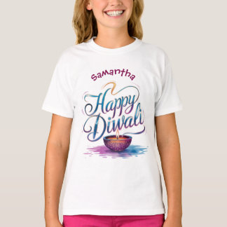 Camiseta Feliz Diwali branco personalizável 