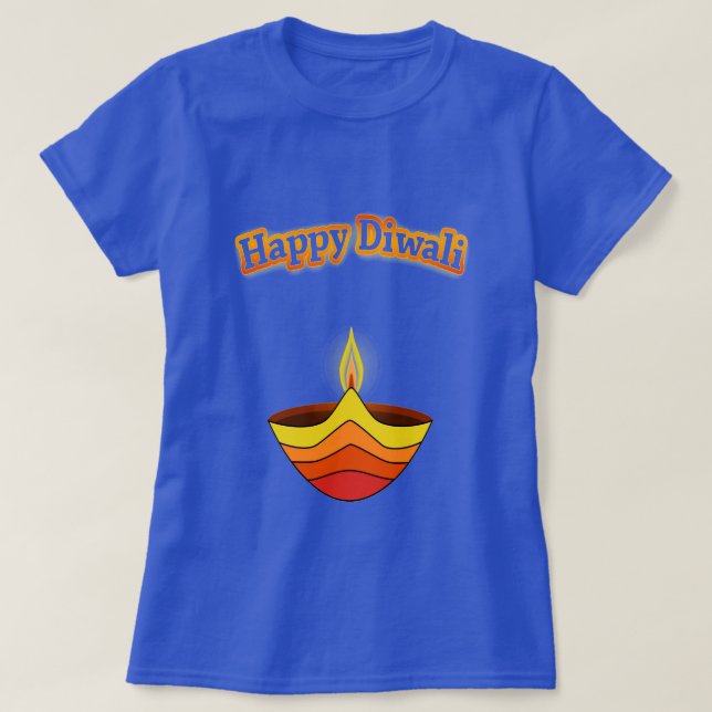 Camiseta Feliz Diwali e lâmpada Diya (Frente do Design)