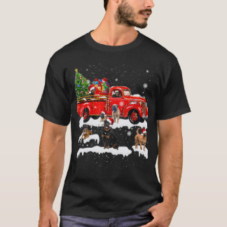 Camiseta Feliz do Bullmastiff Riding Red Truck Xmas