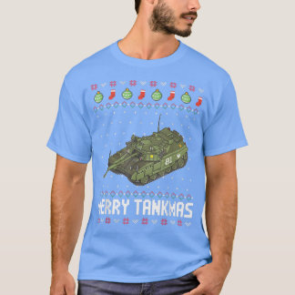 Camiseta Feliz do Exército de Tankmas Batalha Militar Tanqu