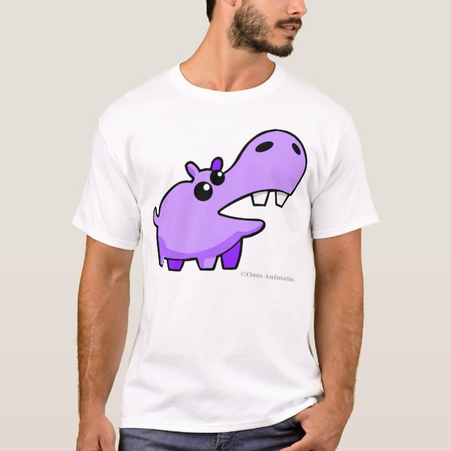 Camiseta feliz do hipopótamo dos desenhos animados (Frente)