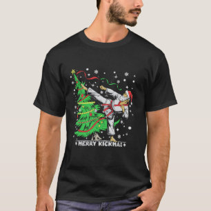Camiseta Feliz do Kickmas Papais noeis Taekwondo Árvore de
