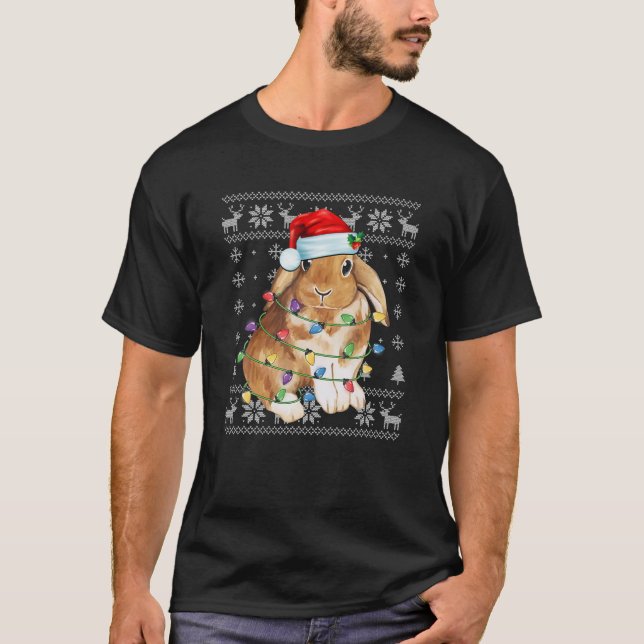 Camiseta Feliz do Presente do Coelho Santa Hat Bunny Lover (Frente)
