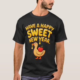 Camiseta Feliz Doce Ano Novo Ganso Biscoito Rosh Hashanah