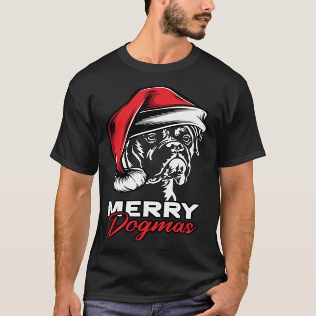 Camiseta Feliz Dogmas Boxer Dog Natal (Frente)
