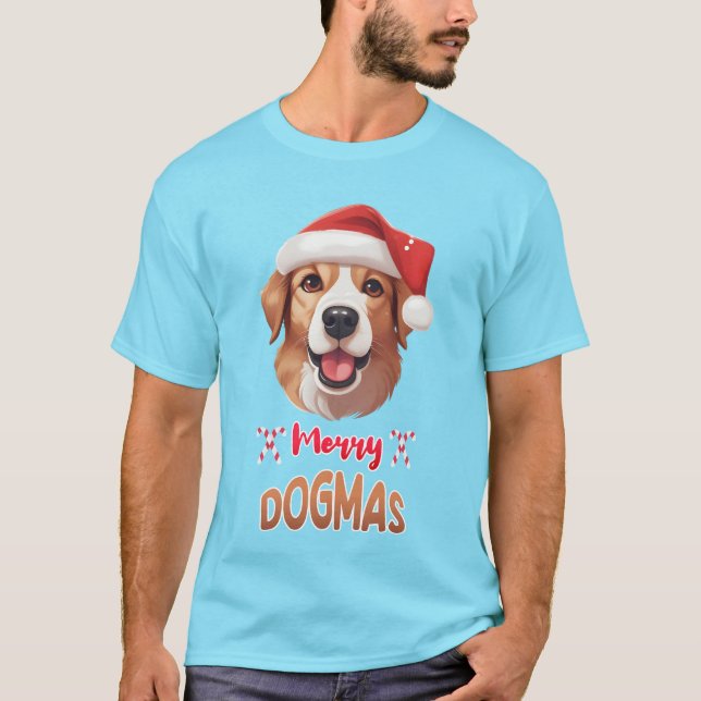 Camiseta Feliz Dogmas Cachorro de Papais noeis de borboleta (Frente)