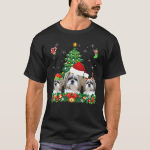 Camiseta Feliz Dogmas Shih Tzu Papais noeis Elf Reindeer Do