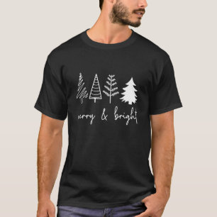 Camiseta Feliz e Árvore de Natal Brilhante