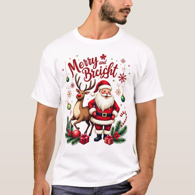 Camiseta Feliz e Bright Christmas Magic (Frente)