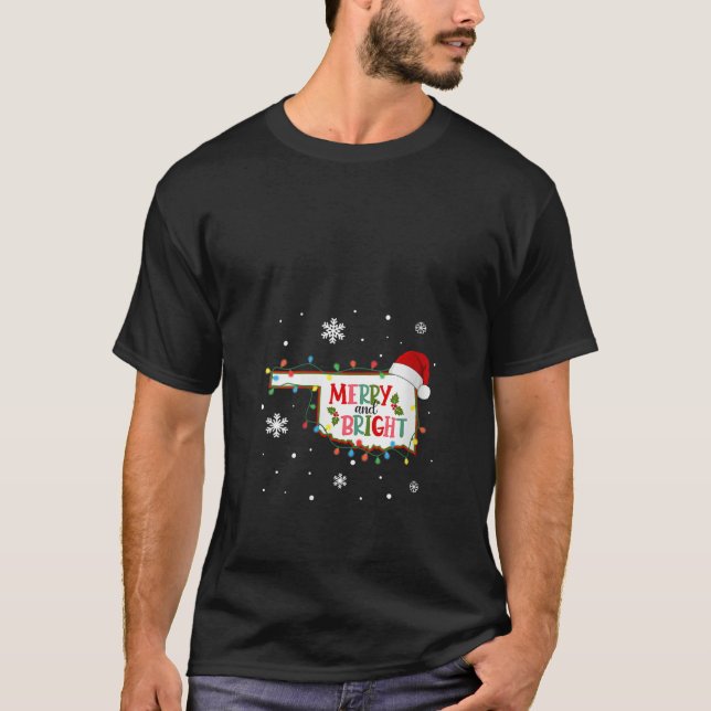 Camiseta Feliz E Bright De Natal Luzes Xmas Ruas De Oklahom (Frente)