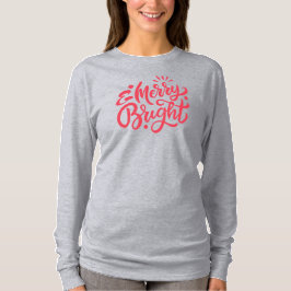 Camiseta Feliz e Bright Moderno, Capa Longa de Natal Vermel