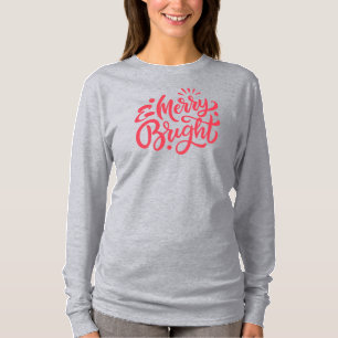 Camiseta Feliz e Bright Moderno, Capa Longa de Natal Vermel