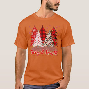 Camiseta Feliz e Bright Red Christmas Lights Tree Family
