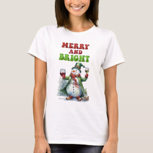 Camiseta Feliz e Bright Snowman