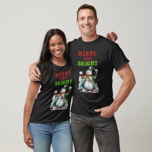 Camiseta Feliz e Bright Snowman