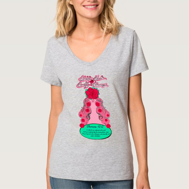 Camiseta Feliz e brilhante Rosa de Blushing (Frente)