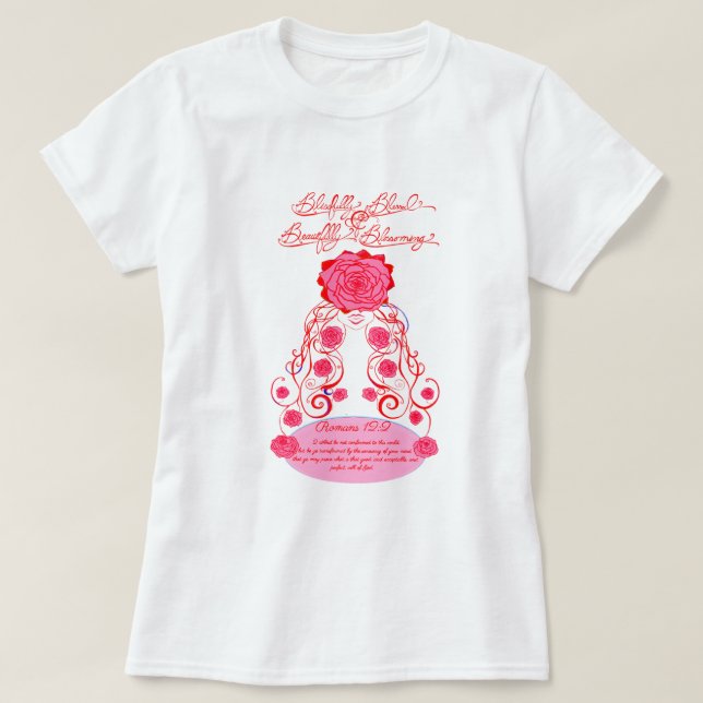 Camiseta Feliz e brilhante Rosa de Blushing (Frente do Design)