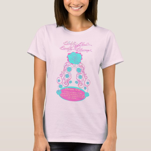 Camiseta Feliz e brilhante Rosa de Blushing (Frente)