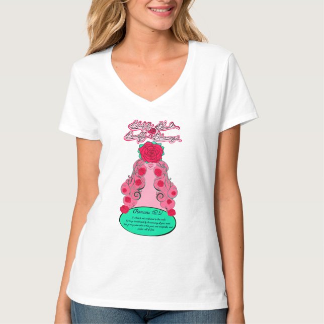 Camiseta Feliz e brilhante Rosa de Blushing (Frente)