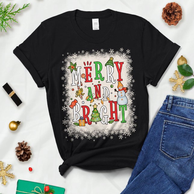 Camiseta Feliz e Brilho, Árvore e Luz de Natal, presente (Criador carregado)