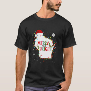 Camiseta Feliz E Brilho Natal Luzes Xmas Wisconsin S