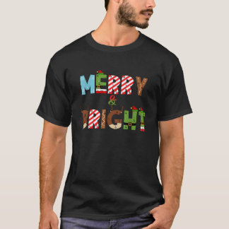 Camiseta Feliz e cartas de Natal brilhantes design
