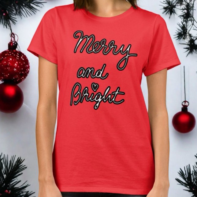 Camiseta Feliz e guião Brilhante Trendência festiva natalíc (Criador carregado)