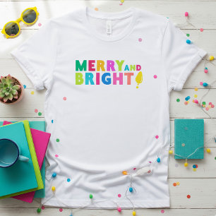 Camiseta Feliz e lâmpada de Natal brilhante