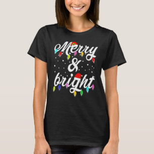 Camiseta Feliz E Luzes De Natal Brilhantes