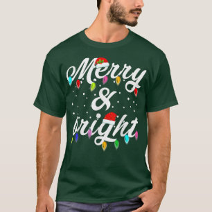 Camiseta Feliz e Luzes de Natal Brilhantes
