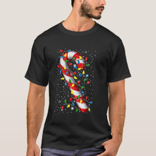 Camiseta Feliz e Luzes de Natal Brilhantes do Xmas Candy Ca
