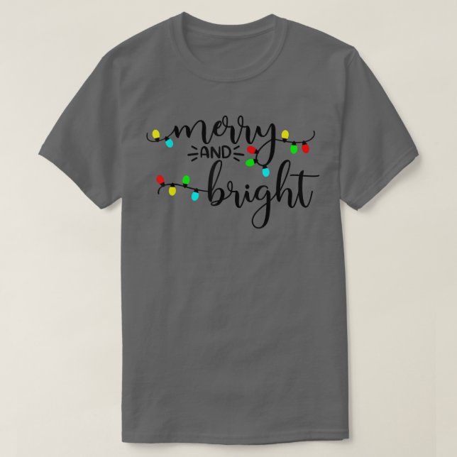 Camiseta Feliz E Luzes De Natal Brilhantes Gráfico (Frente do Design)