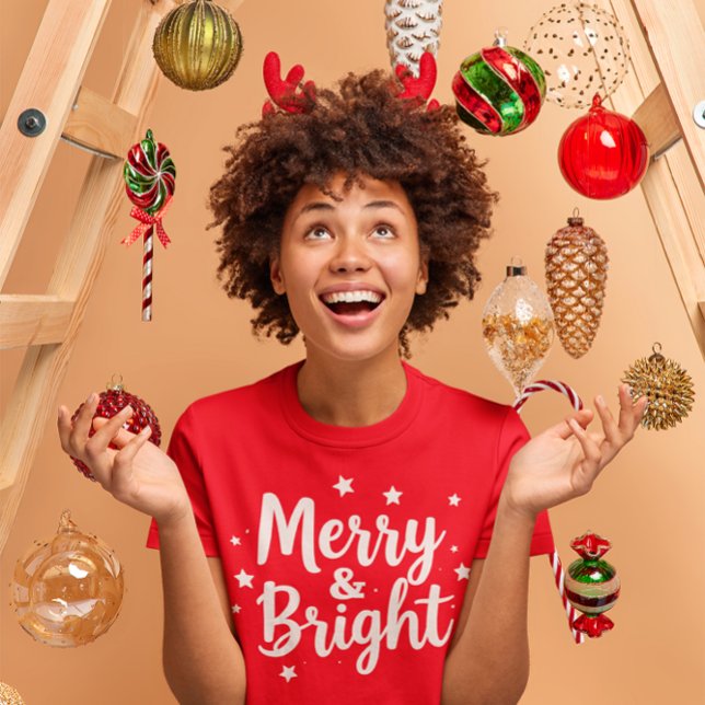 Camiseta Feliz e Natal brilhante (Criador carregado)