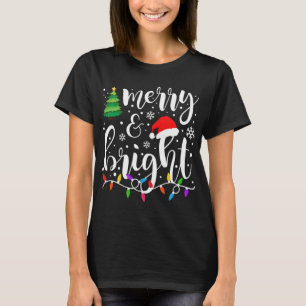 Camiseta Feliz e Natal Brilhante Luzes de Natal Engraçadas