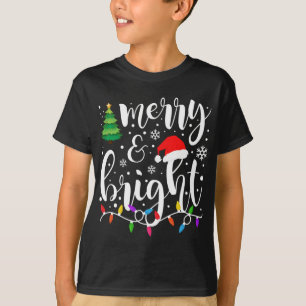 Camiseta Feliz e Natal Brilhante Luzes de Natal Engraçadas 