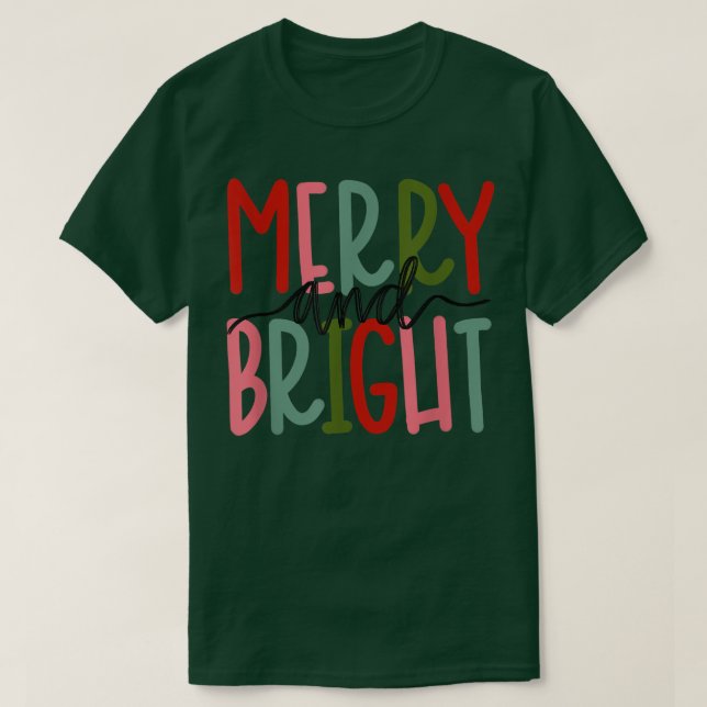 Camiseta Feliz e Natal Brilhante Meninas Crianças (Frente do Design)