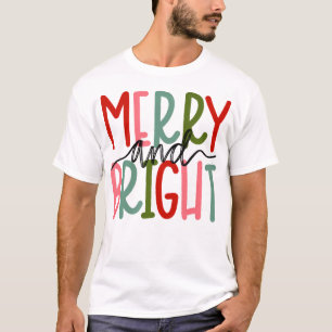 Camiseta Feliz e Natal Brilhante Meninas Crianças