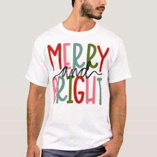 Camiseta Feliz e Natal Brilhante Meninas Crianças