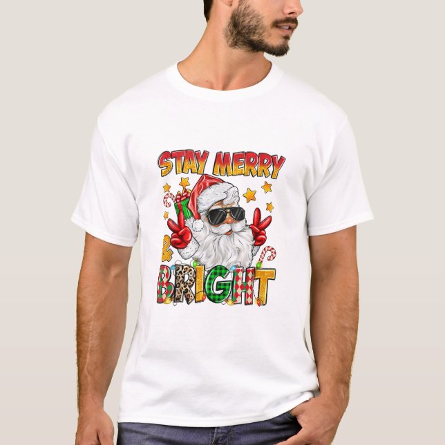 Camiseta Feliz E Papai Noel Brilhante (Frente)