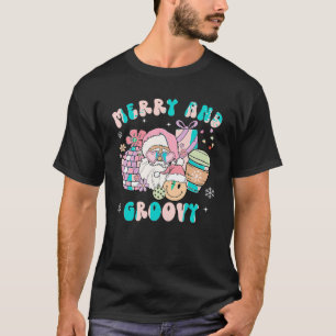 Camiseta Feliz e Papais noeis cor-de-rosa engraçados e engr