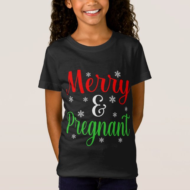 Camiseta Feliz E Papais noeis De Natal Engraçados E Grávido (Frente)