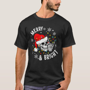 Camiseta Feliz e Skeleton direito Rock Hand Christma