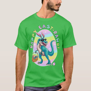 Camiseta Feliz East Rawr Cute Dinosaur Bunny Ears Feliz Les